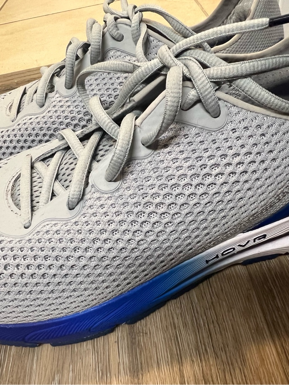 Under Armour Light Gray and Blue Men's Athletic Running Shoes
